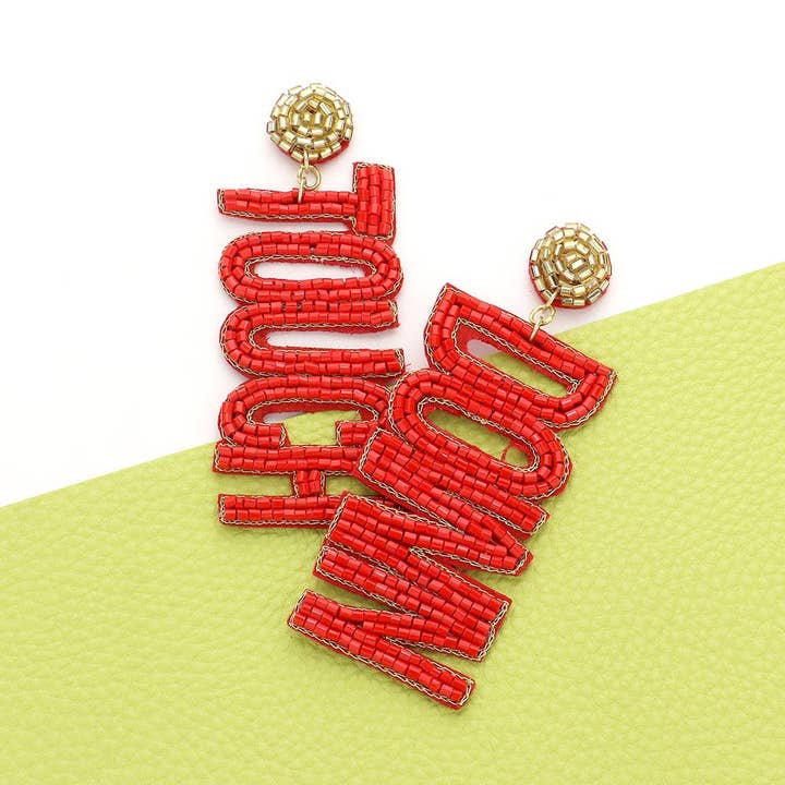 Sensibling Corp. - Wholesale Dangle Earrings - Game Day Felt Back Beaded Touch Down Message Dangle Earrings3