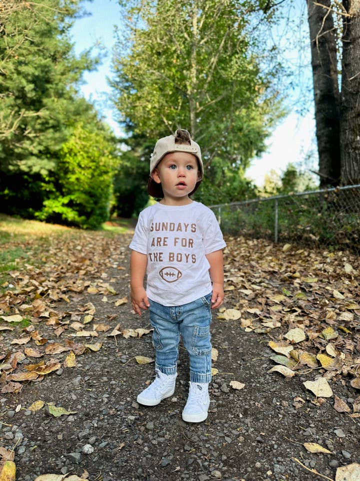 Sundays Are For The Boys | White Tee for wholesale by Tiny Trends Co