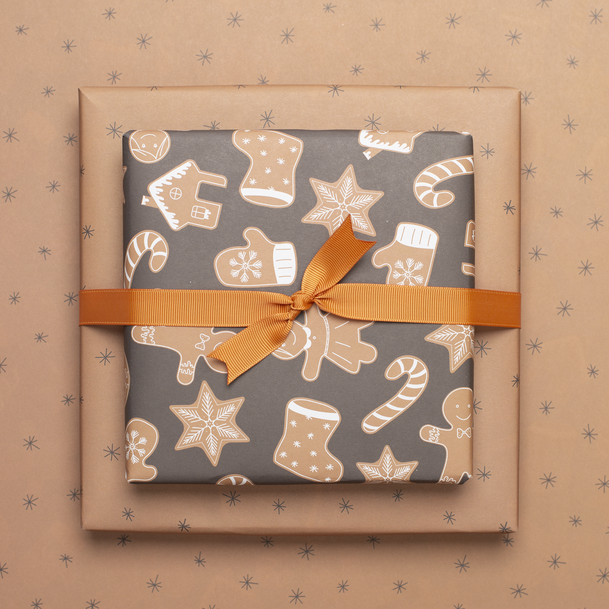 My Pretty Circus - Wholesale Flat Wrap - Christmas wrapping paper gingerbread brown - double-sided4