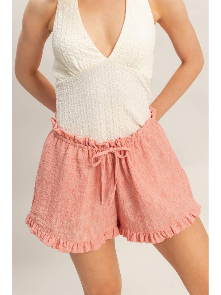 Ruffle Trim Snøre Shorts for engroshandel hos HYFVE