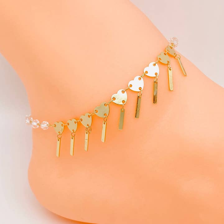 Hjärtformad rektangel metall Charm guldpläterad VRISTKEDJA för wholesale av Mio Queena