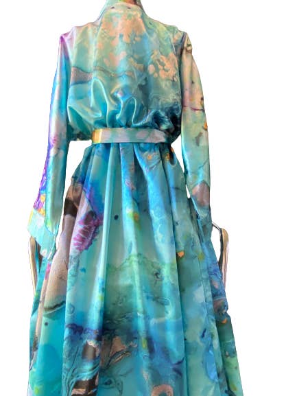 Wearable Art Satin Maxi Kimono Robe for wholesale by Art4Wear