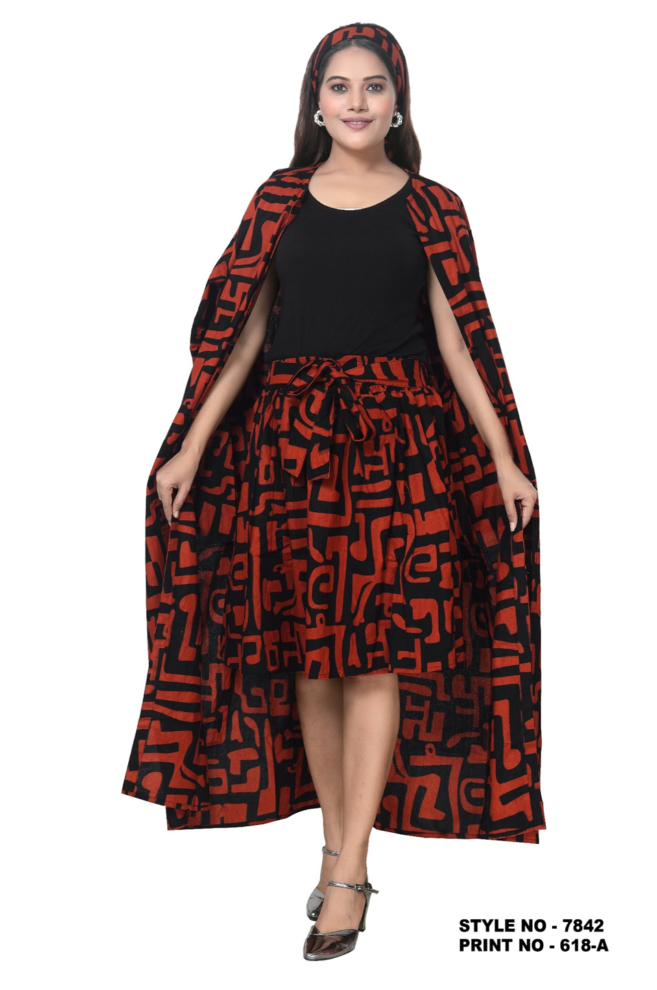 KaraChic - Wholesale Top & Skirt Set - Women's - 7842 Authentic African Print 2pc Duster + Short Skirt Set2