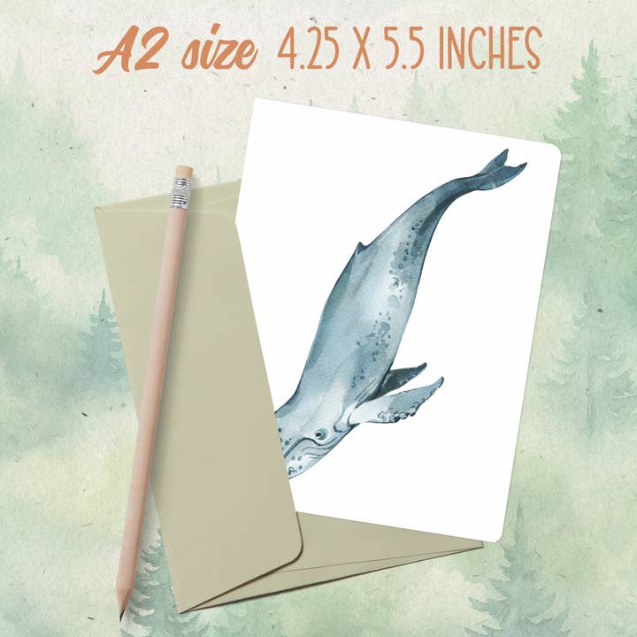 Handmade humpback whale greeting card for wholesale by Soul Familiar