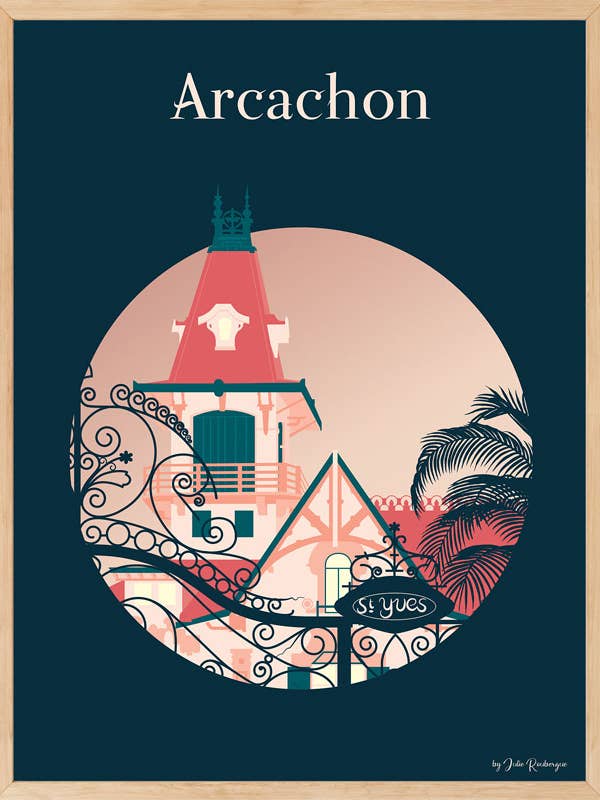 Poster ARCACHON, Villa Saint Yves for wholesale by Julie Roubergue