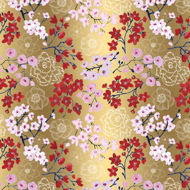 Drifting Blossoms Gift Wrap - Roll CLOSEOUT for wholesale by Jillson & Roberts