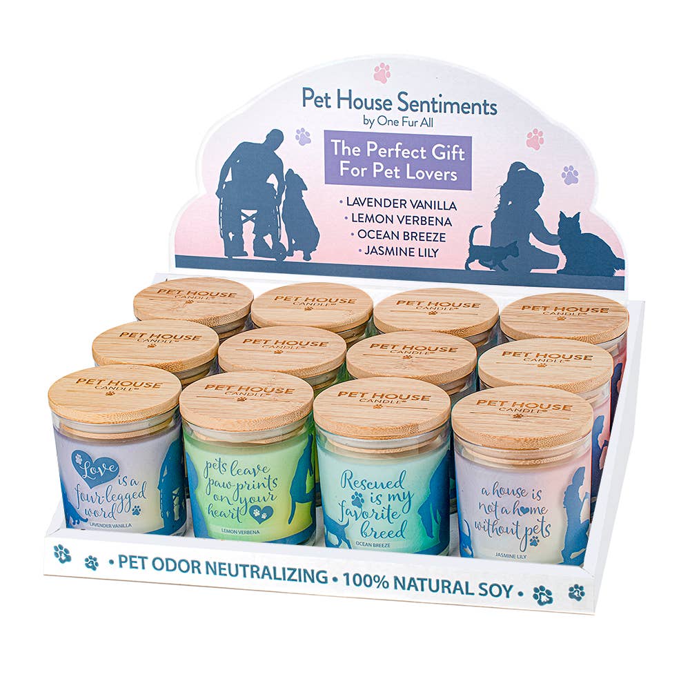 Pet House by One Fur All - Wholesale Retailer Display - Home & Living - Sentiments Display 9 oz Candle - For pet-loving homes0