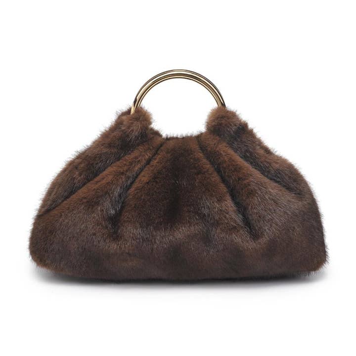 MiMi Wholesale - Wholesale Clutch Bag - Women's - 28823F Faux Fur Clutch Bag With Ring Handle7
