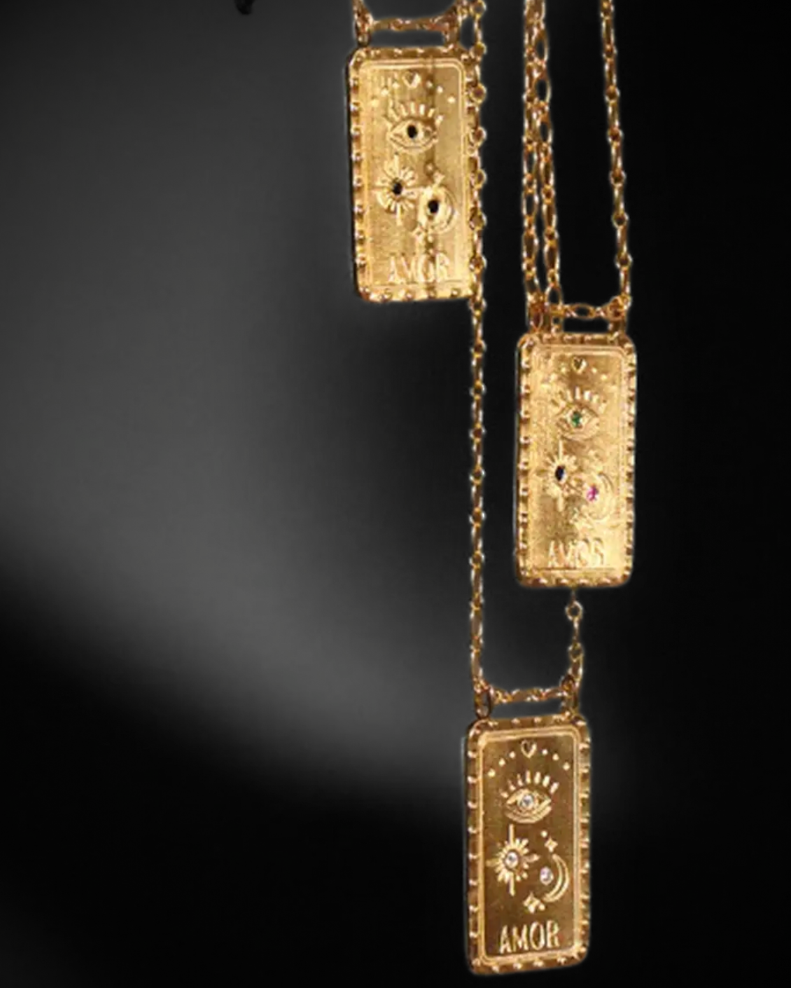 HoopLa – wholesale Pendant/charm necklace – Amor Talisman Evil Eye Necklace rhinestone14K gold8