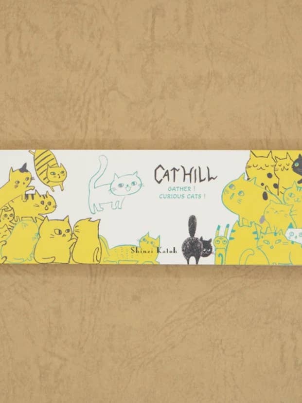 Bloc-notes mince cadeau, papeterie japonaise Cat Hill jaune pour la vente par 「FUNJI」In Japan