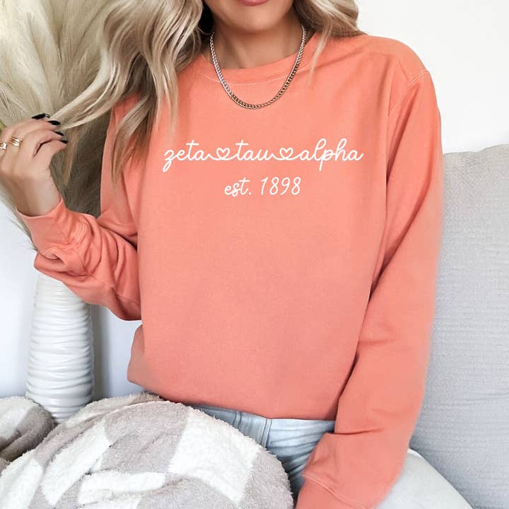 Zeta Tau Alpha Sorority Sweatshirt for wholesale by Golden Sol Collective