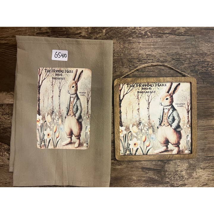 30 Easter 28x28" Towel and 8x8" wooden Plaque Hand made for wholesale by Raggedy Junction