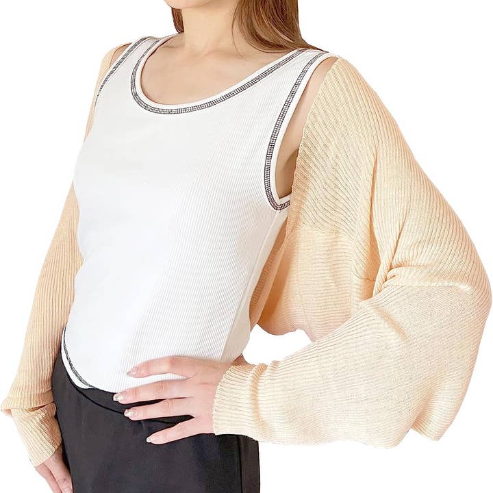 Fennco Styles – Engroshandel Cardigan - Dame – Ribstrikket cardigan bolero shrug6