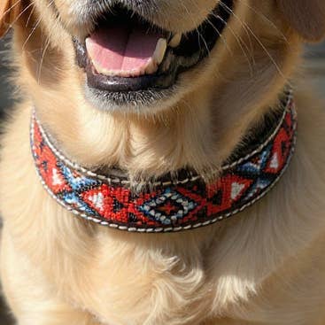 Collier pour chien en cuir rembourré épique avec motif perlé #H pour la vente par Smart Horse Gear