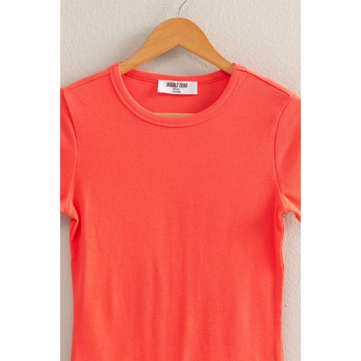 HYFVE - Wholesale Shirt - Women's - DZ25A905-Ribbed Crew Neck Short Sleeve Top