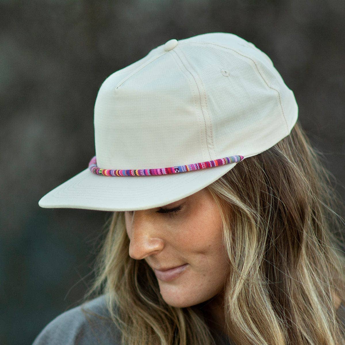 Wild Bills Blanks - Wholesale Flat Brim Cap - Unisex - RIVER | Ivory w/ Fiesta Rope2