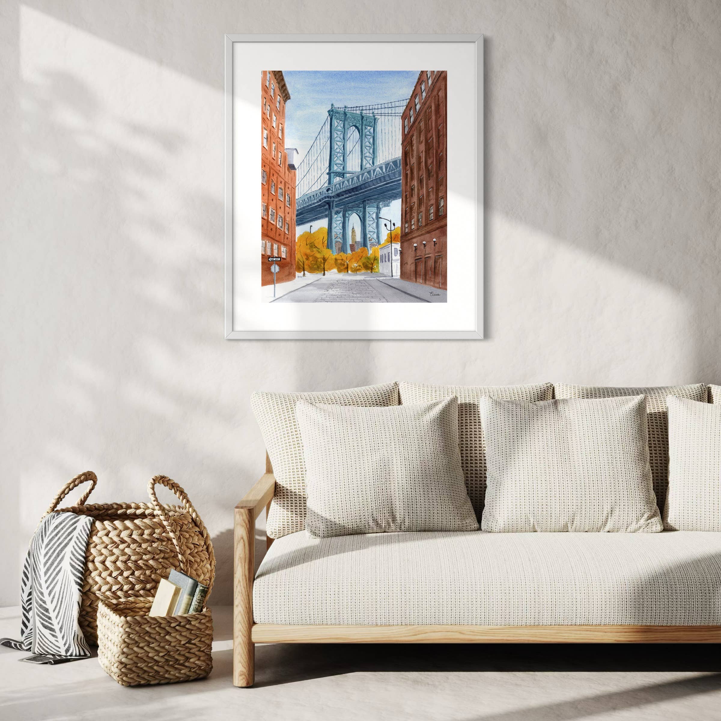 Pintalustika - Joyful Urban Illustrations - Wholesale Art Print - Manhattan Bridge View from Dumbo – NYC Watercolor Art Print5