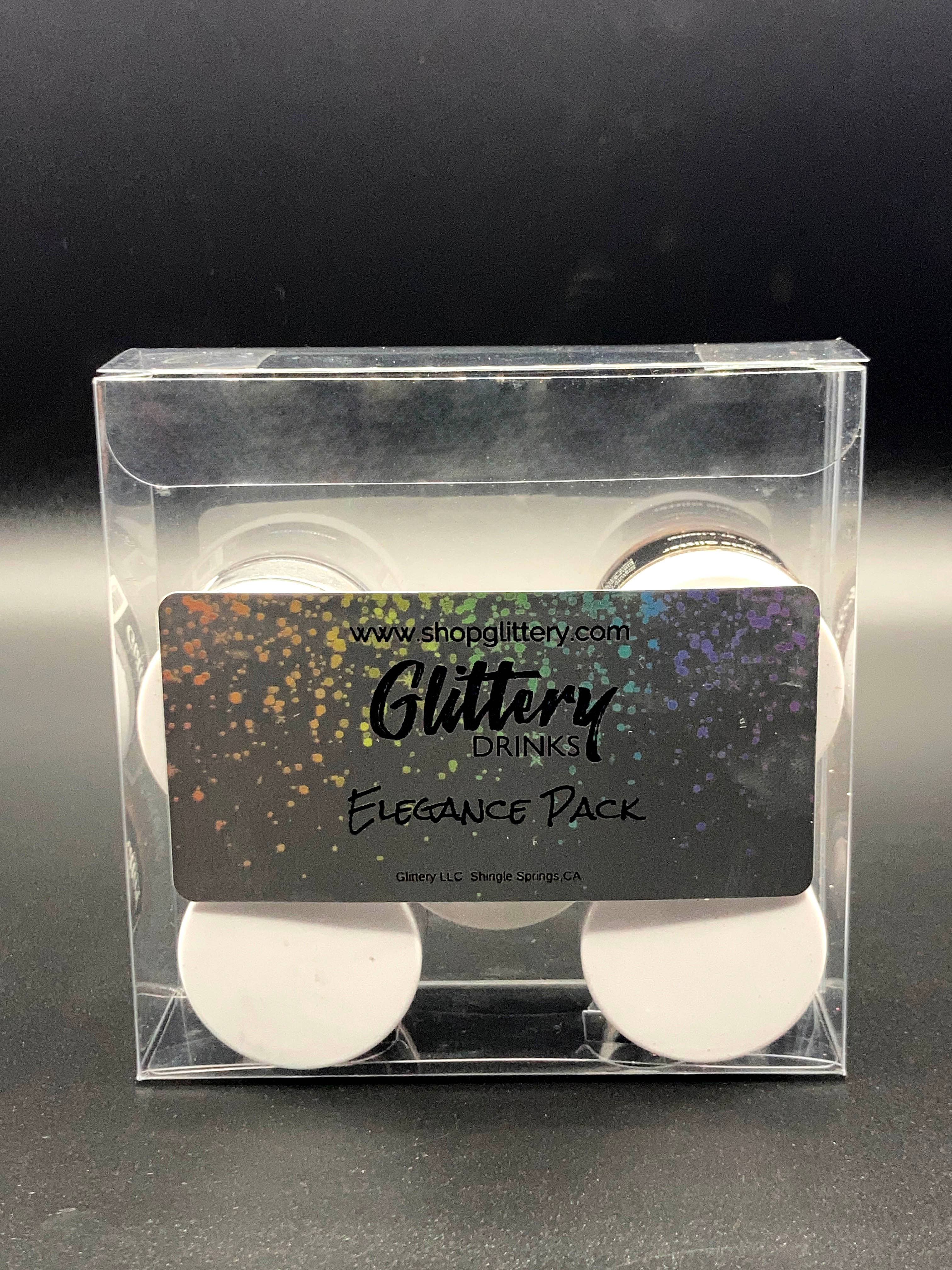 Glittery - Edible, Cosmetic and Biodegradable Glitter Products – Großhandel Drink Topper – Elegance Set – essbares Glitzerpulver für Getränke (5 Farben)10