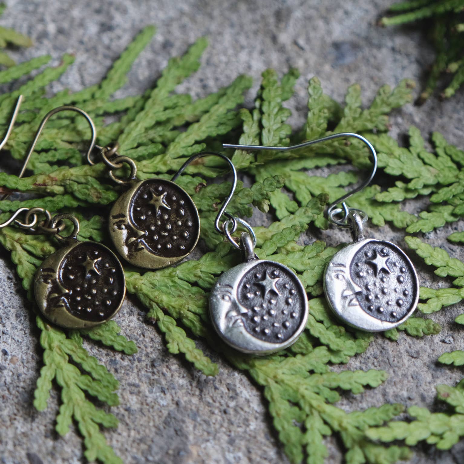 Muna Moth - Wholesale Dangle Earrings - Antiqued Moon Earrings 2