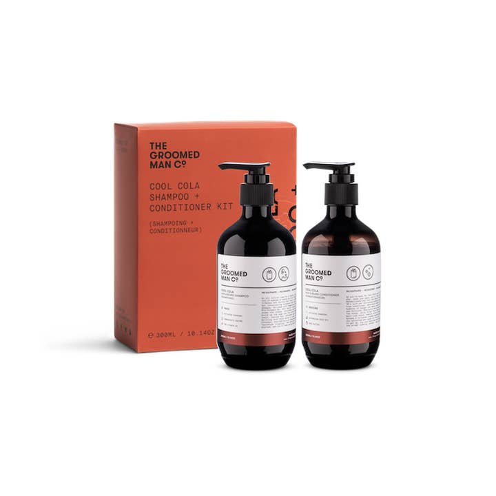 Cool Cola Hair and Beard Shampoo Conditioner Kit for wholesale by The Groomed Man Co.