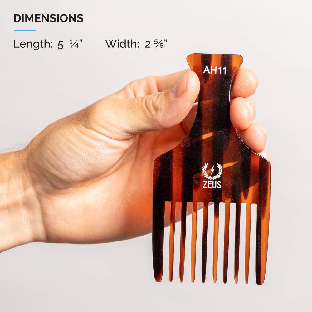 Zeus Beard - Wholesale Hair Brush/Comb - Acetate Beard/Afro Pick, 5.25”5