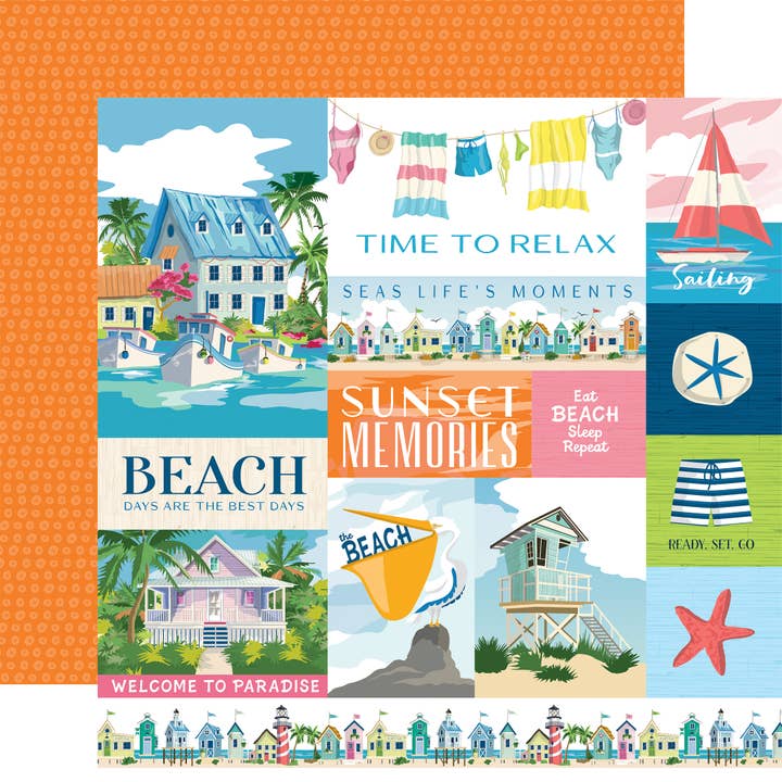 Beach Town: Multi Journaling Cards 12x12 Patterned Paper for wholesale by Echo Park Paper Co.