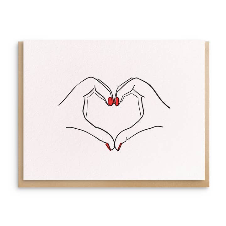 Heart Hands - Letterpress Card for wholesale by Dahlia Press