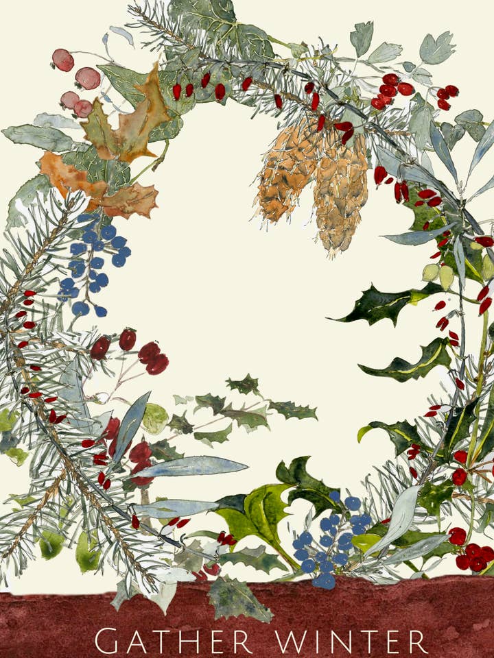 Gather Winter greeting card for wholesale by Leafy Lexicon