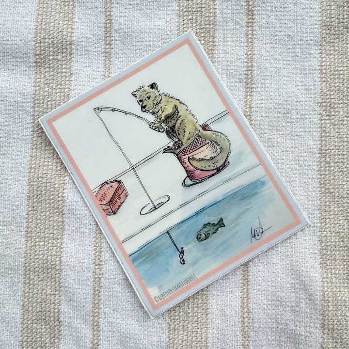 Isfiskeri Fiskerkat Klistermærke for engroshandel hos Red Fox Design Studio