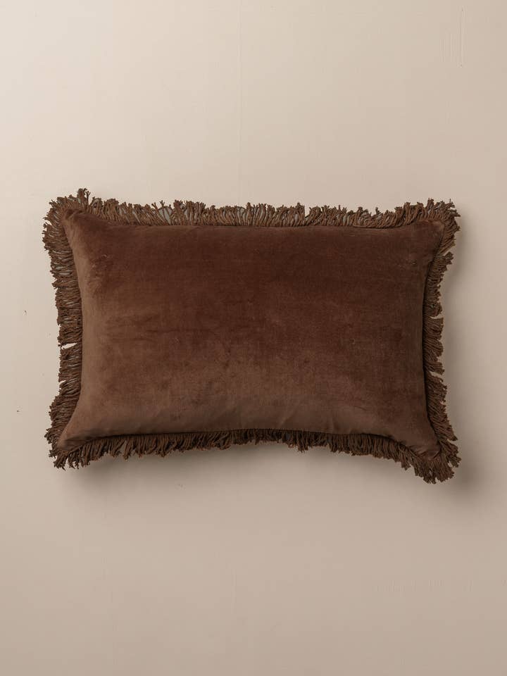Velvet Lumbar Pillow | Chocolate for wholesale by Saardé