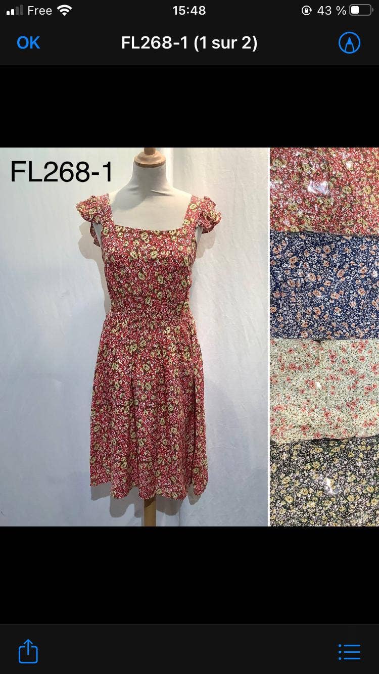 ROSSO BLU BIANCO NERO Vestito midi senza spalline con balze FL268,1 in vendita all'ingrosso su Faire3