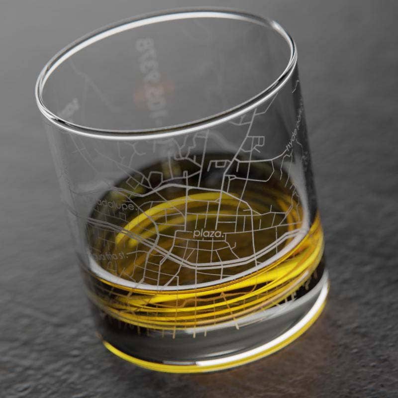 Well Told - Wholesale Drinking Glass/Cup - Santa Fe, NM City Map - Etched Whiskey Rocks Glass3