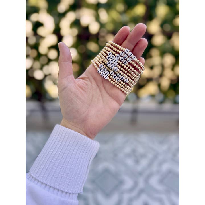 Kaylie Dawn Jewelry - Wholesale Beaded Bracelet - Custom Area Code Zip Code or Date Handmade Stretchy Bracelet