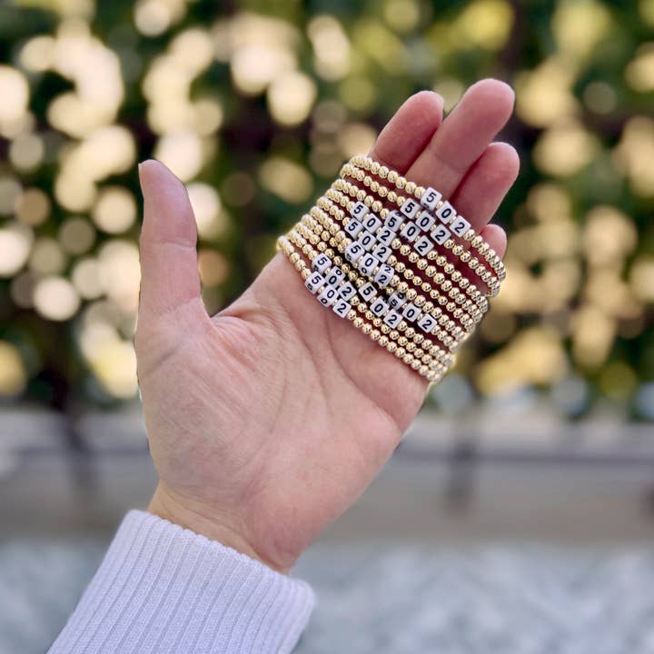 Kaylie Dawn Jewelry - Wholesale Beaded Bracelet - Custom Area Code Zip Code or Date Handmade Stretchy Bracelet0