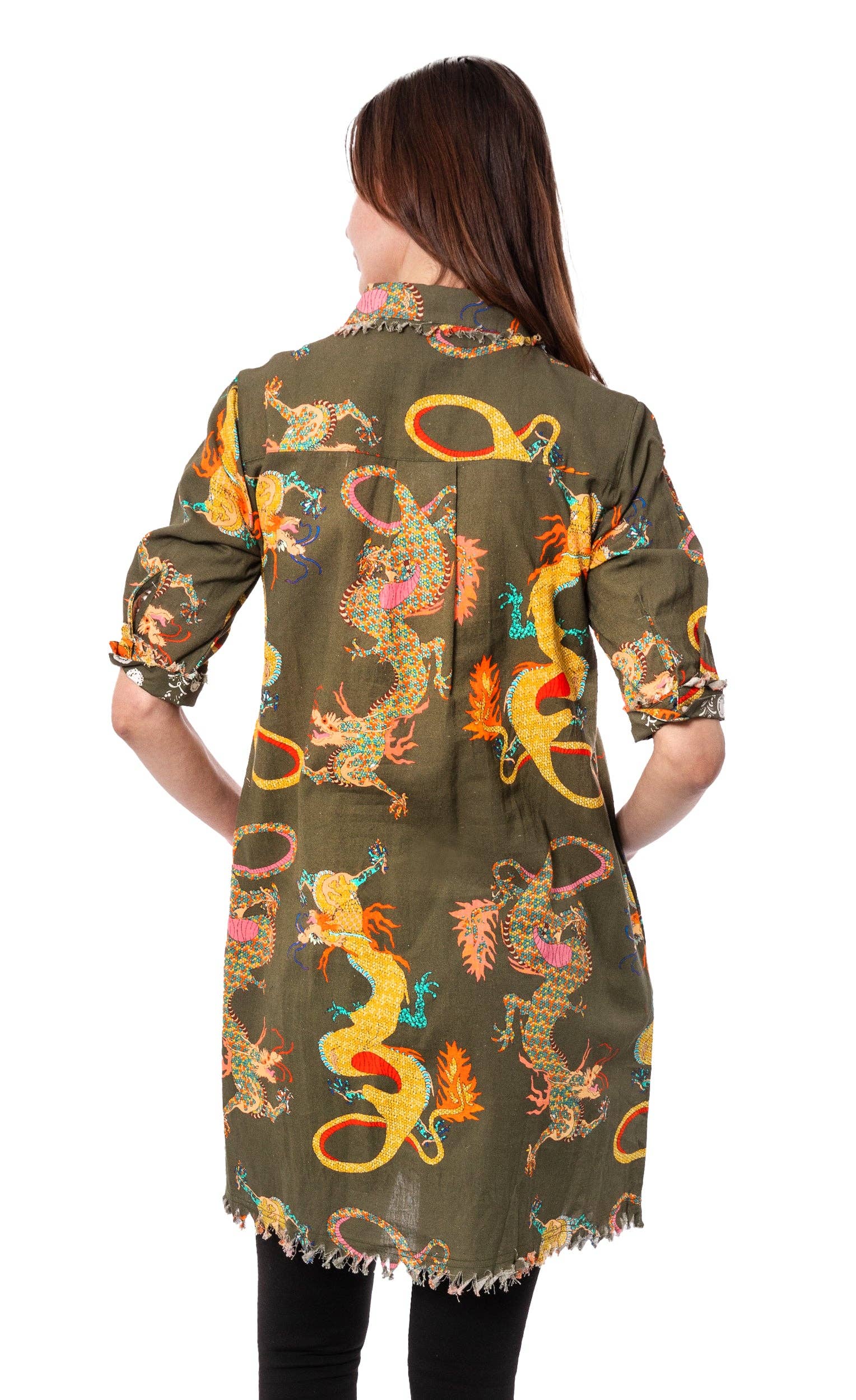Dizzy-Lizzie - Wholesale Button Down Shirt - Women's - Olive Dragon Chatham2