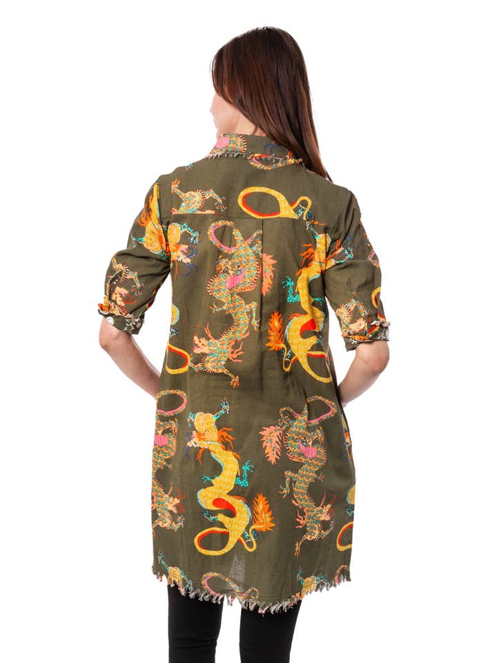 Dizzy-Lizzie - Wholesale Button Down Shirt - Women's - Olive Dragon Chatham2