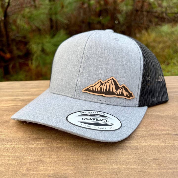 Mountain Tree Line Leather Patch Hat – 208Tees for wholesale by 208T2.0