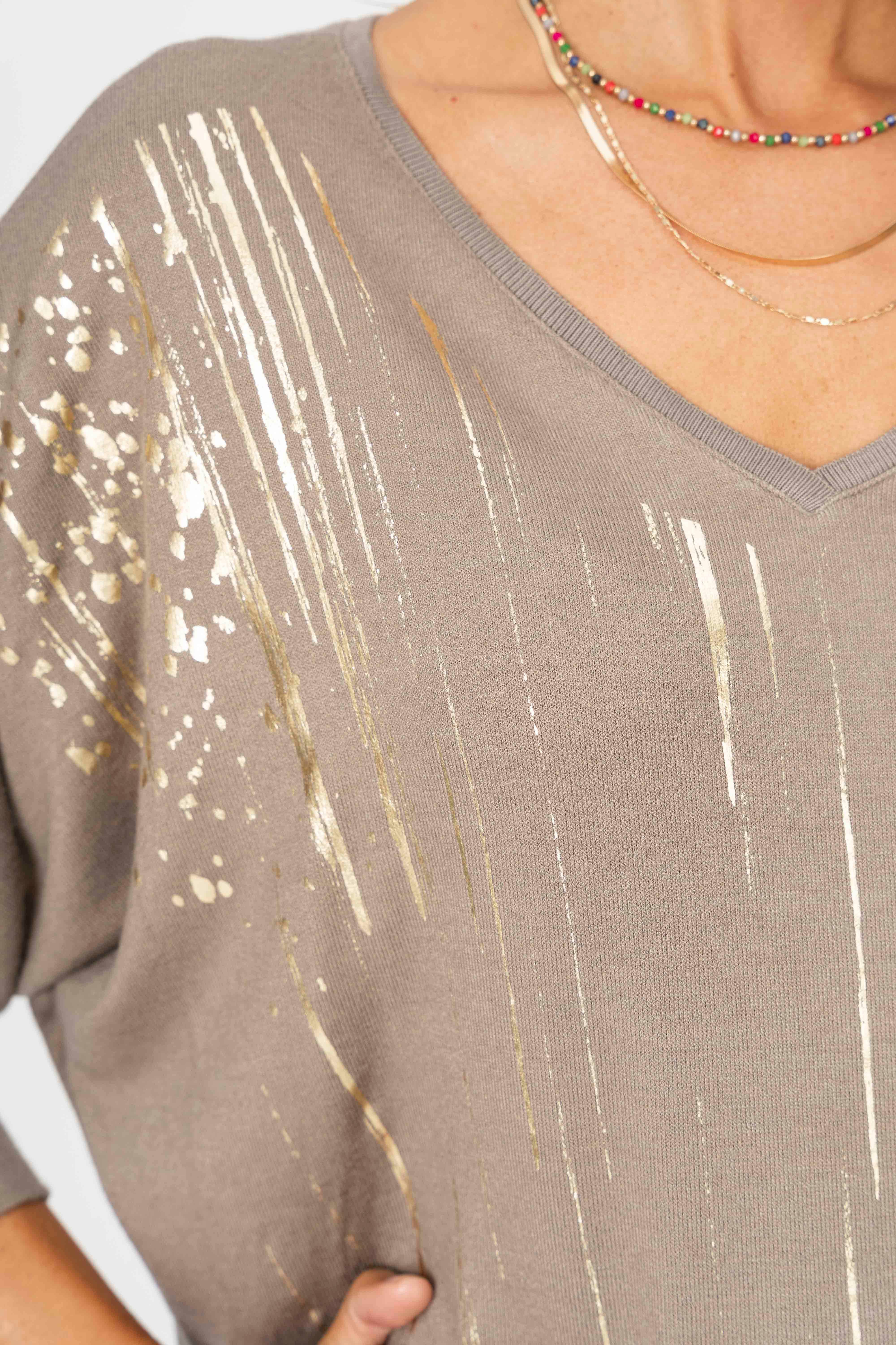 Look Mode Usa - Wholesale Knit Sweater - Women's - Gold Splatter Print Sweater8