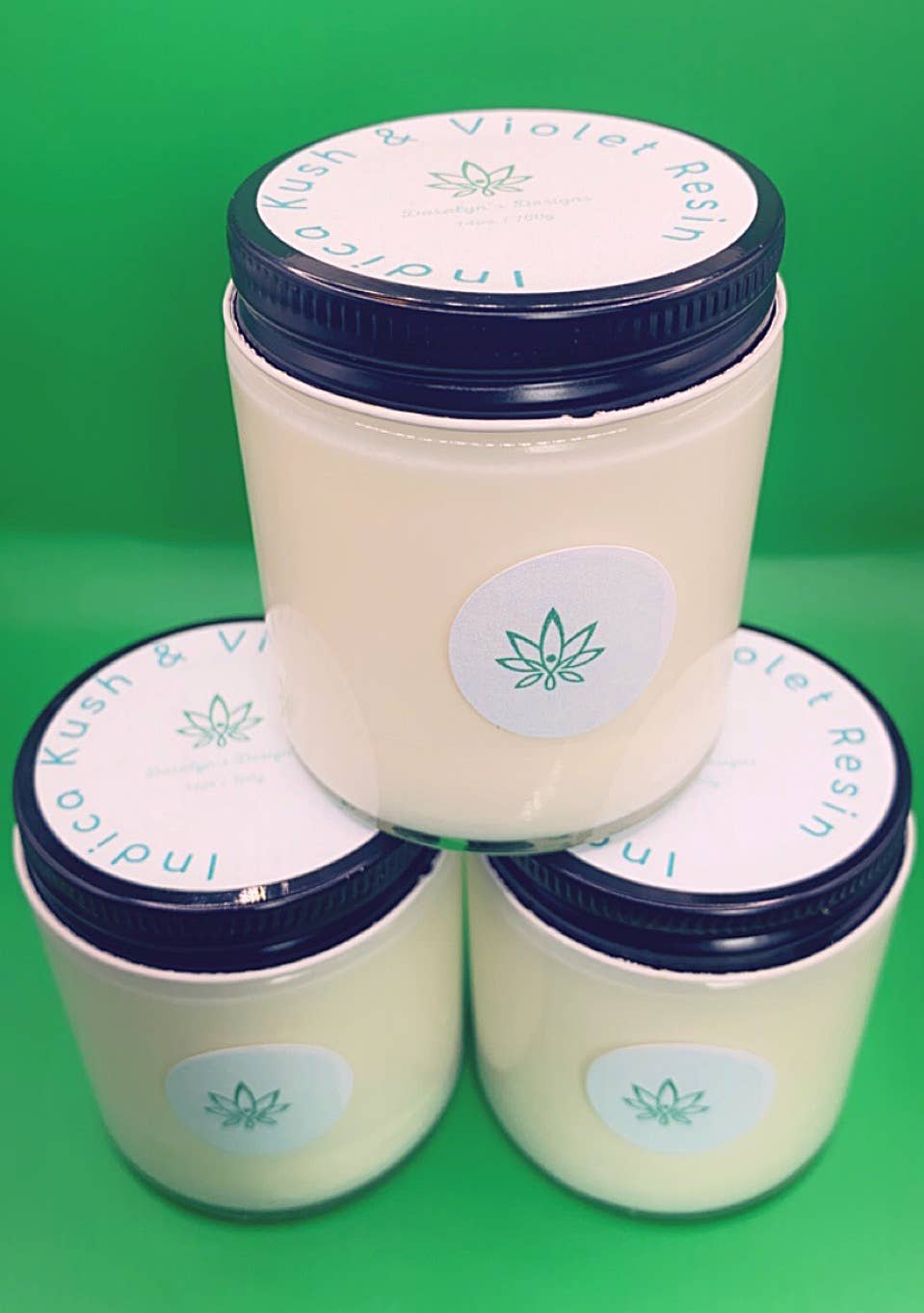 Daralyn's Designs – Großhandel Kerze im Glas / gefüllte Kerze – Cannabis-Kerze | 113 g Hanfwachs | 4oz0