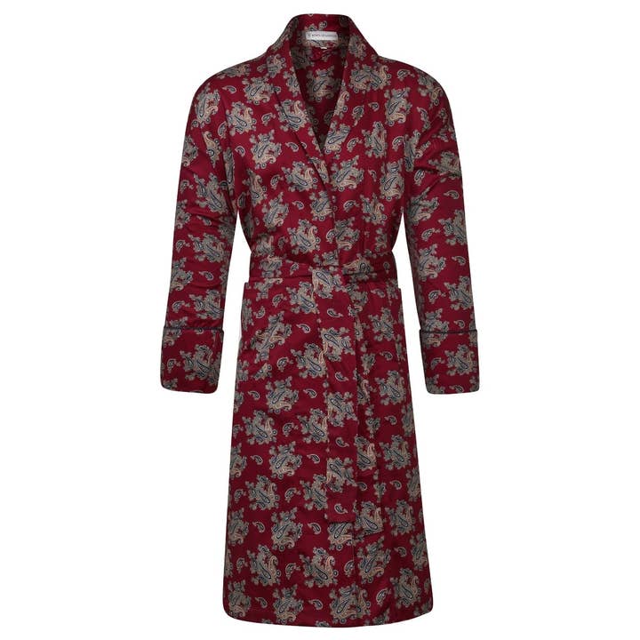 Robe de chambre légère - Gatsby Paisley Wine pour la vente par Bown Of London
