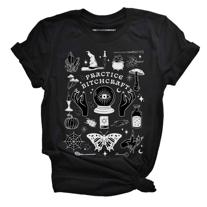 The Spark Company - Wholesale Screen Printed T-Shirt - Women's - Practice Bitchcraft Halloween Feminist T-Shirt