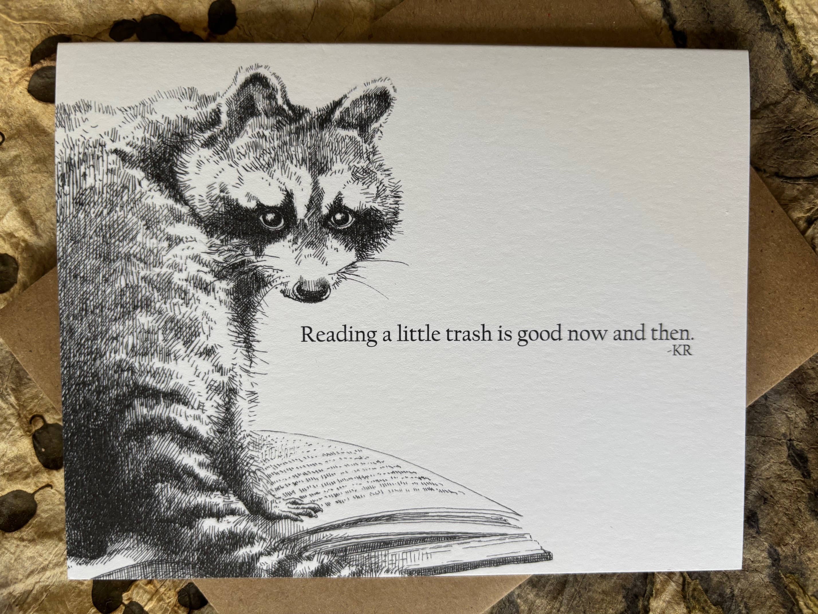 Karen Ritz Cards - Wholesale Everyday Greeting Card - Books & Beasts Raccoon Fun Notecard2