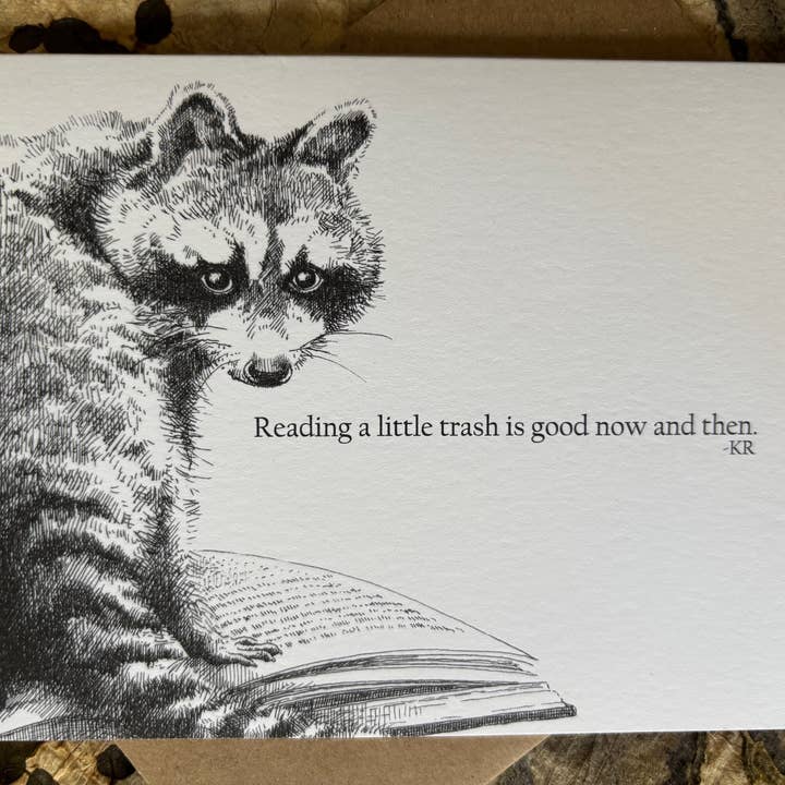 Karen Ritz Cards - Wholesale Everyday Greeting Card - Books & Beasts Raccoon Fun Notecard2