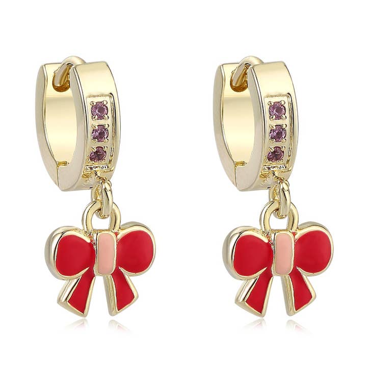 Hot Pink Bow Huggie Back for wholesale by The Tiny Gem