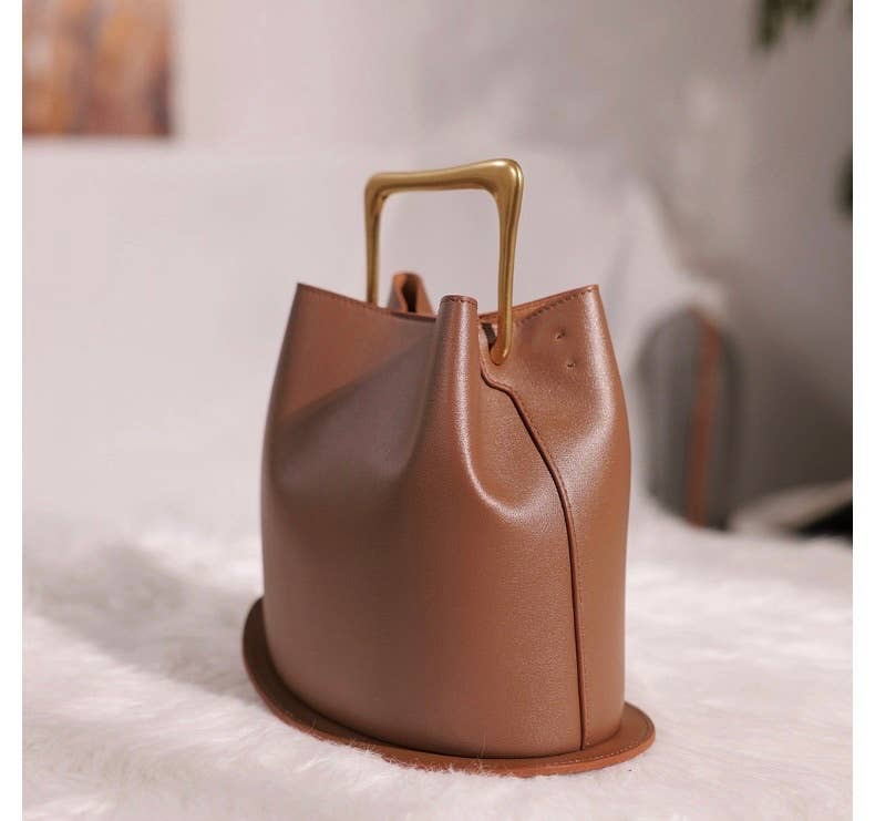 Sook Stainable – wholesale Top handle bag – women's – Geometric Artistic Design Metal Handle Leather Bag17