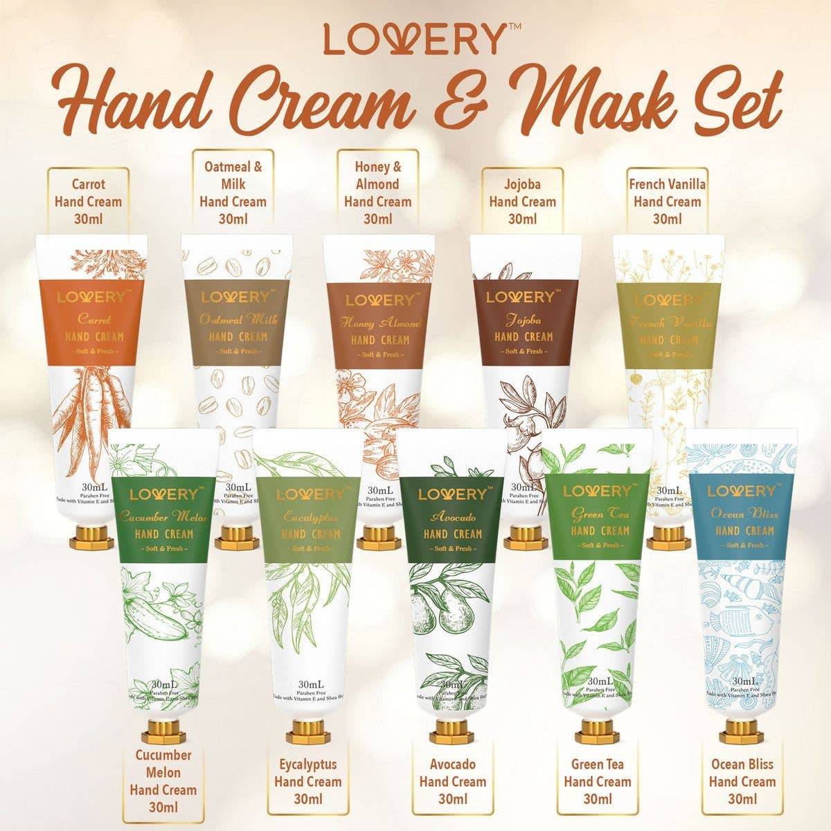 Lovery - Wholesale Hand Cream/Lotion - Hand Cream & Hand Mask Gift Set - 15pc + Vit E & Jojoba Oil1