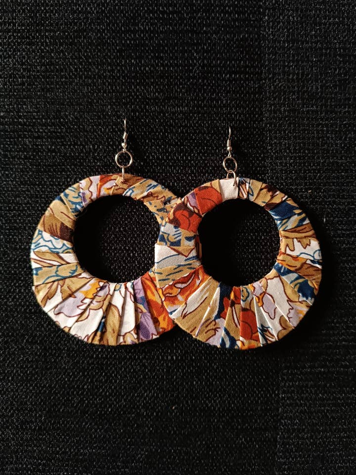 Colorful Round Fabric Earrings for wholesale by African Craft Collection