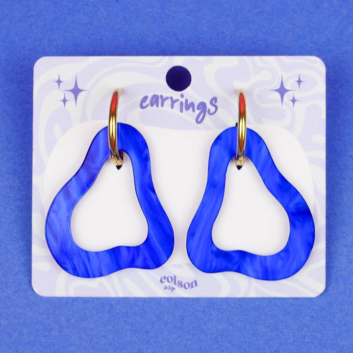 Abstrakte Formede Creoler - Elektrisk Blå for engroshandel hos ColsonDesign