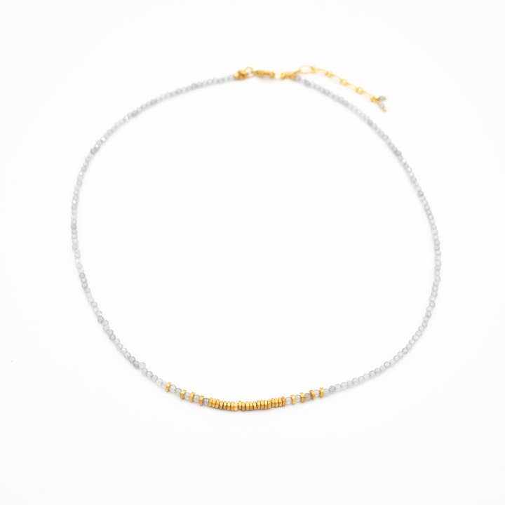 Collier en Labradorite Perlée Plaqué Or pour la vente par Baizaar