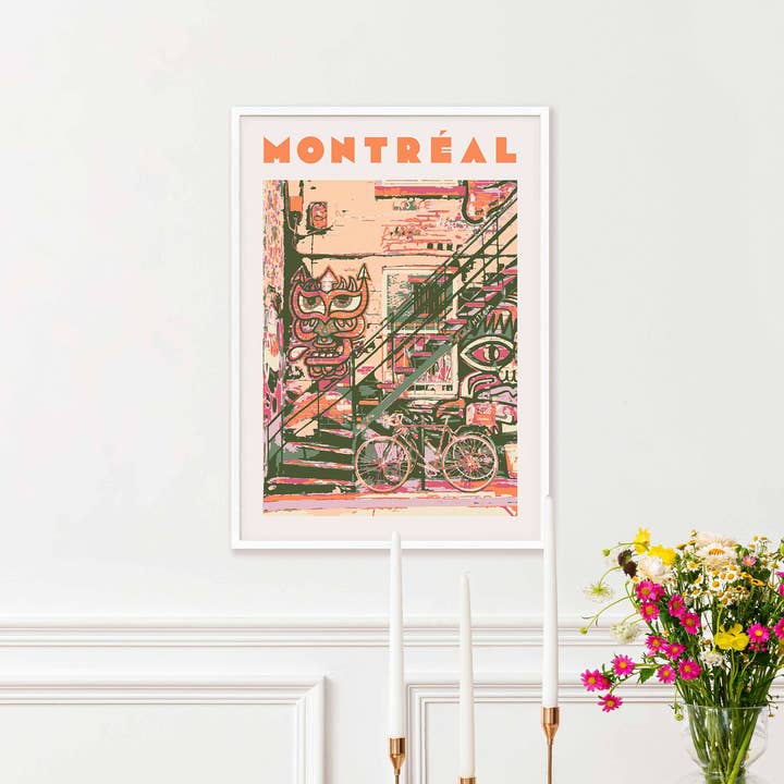 Newpencilbox Art - Wholesale Poster - Montreal Graffiti & Staircase Urban Street Art Poster